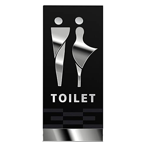 Badezimmerschild, Toilettenschilder for Männer und Frauen, Badezimmertürschilder, Toilettenwanddekoration, 3D-Acryl-Unisex-Toilettendekor, for Büros, Unternehmen und Restaurants(Color:Silver,Size:XXL) von DXchfuw