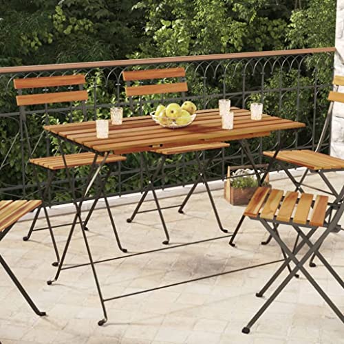 DYRJDJWIDHW balkontisch klappbar,klapptisch Balkon,Bistrotisch Klappbar 100x54x71 cm Massivholz Akazie und StahlIdeal für Gärten, Terrassen, Weihnachtsfeiern von DYRJDJWIDHW