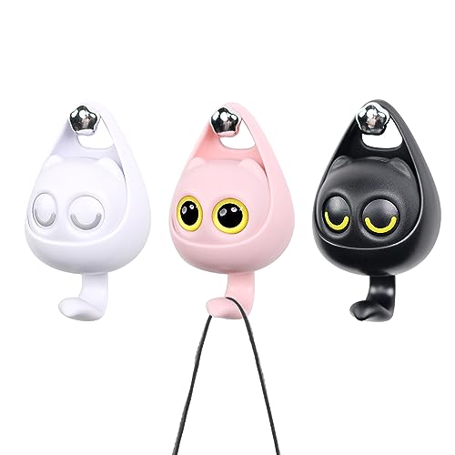 3 Stück Katze Haken Selbstklebend Wandhaken Kawaii Deko,Heavy Duty Süße Bunte Wand Dekorative Haken,Kreativer Ohne Bohren Mehrzweckhaken für Hüte,Mützen,Rucksäcken,Schlüsselhalter,Wanddekoration von DZAY