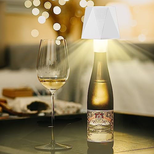 DZAY LED Tischlampen mit Wiederaufladbare Flaschenlampe,Kabellose Dimmbare Tischleuchte Flaschenlampe mit 5200 mAh Akku,IP54 Kabellose Touch Tischlampe für Innen und Außen,Restaurant & Bar (White) von DZAY