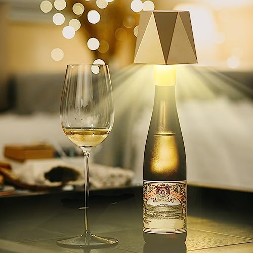 DZAY LED Tischlampen mit Wiederaufladbare Flaschenlampe,Kabellose Dimmbare Tischleuchte Flaschenlampe mit 5200 mAh Akku,IP54 Kabellose Touch Tischlampe für Innen und Außen,Restaurant & Bar (Golden) von DZAY