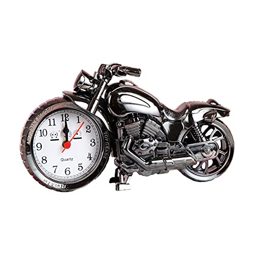 DZAY Vintage Wecker Motorrad Modell Studenten Alarm Clock Tisch Schreibtisch,Retro-Stil Tischuhr für das Büro zu Hause Dekoration Kinder Erwachsene Einzigartiges Geschenk für Motorliebhaber (B) von DZAY