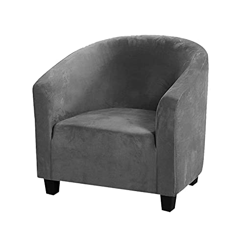 DZYP Sesselschoner Stretch Sesselbezug, Samt Sofahusse Elastisch Sofabezug Sesselüberwurf Sesselhusse Für Clubsessel Loungesessel (Grau,L) von DZYP