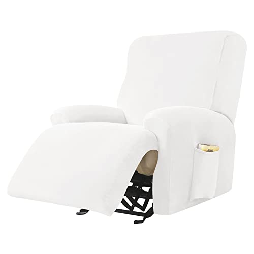 DZYP Stretch Sesselbezug Sofa Abdeckung Für 1/2/3 Sitzer Samt Sesselschoner Stretchhusse Für Relaxsessel, Weiche Ruhesessel Bezug Schonbezüge Anti-rutsch (Weiß,1 sitzer) von DZYP