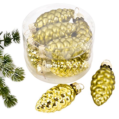 Weihnachtskugel Zapfen Premium 8er Set Glas 5x2x2cm Xmas Baumschmuck (Grün) von Dadeldo Living & Lifestyle