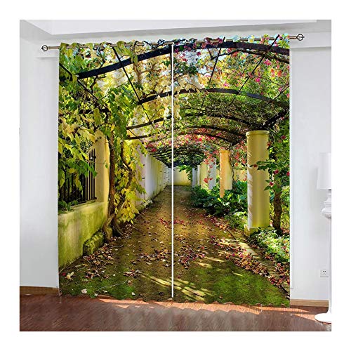 Daesar Fenster Vorhänge Wohnzimmer mit Ösen 214x244CM, Schlafzimmer Verdunklungs Vorhang 2er Set BlickdichtKorridoranlage Gardinen Vorhang Polyester Lang Kinderzimmer Grün von Daesar