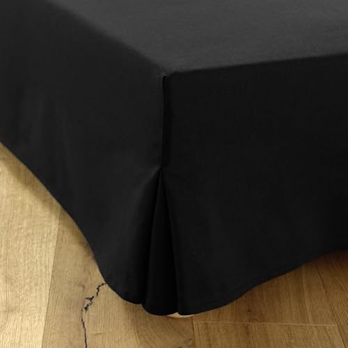 Bettvolants 140x200 Schwarz – Mit 4 Seiten von 30 cm für Bett 140 x 200 cm – Bettrock 140 x 200 cm – Schutz für Lattenrost 140 x 200 – Bezug für Lattenrost 140 x 200 cm – Bettgestell von Dahlica