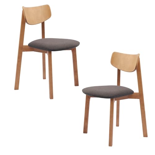 Daiva Casa 2er Set Holzstühle - Vega - Polsterstuhl mit Rückenlehne, braun - Moderne skandinavische Möbel für Küche, Esszimmer, Wohnzimmer UVM… von Daiva Casa