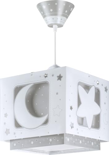 Dalber Lampe kinderzimmer, kinderlampe Pendelleuchte Hängelampe, Deckenleuchte Kinder, Deckenlampe kinderzimmer, Mond und Sterne Grau MoonLight, 63232E, E27 Dalber Lampe kinderzimmer, kinderlampe Pendelleuchte Hängelampe, Deckenleuchte Kinder, Deckenlampe kinderzimmer, Mond und Sterne Grau MoonLight, 63232E, E27 von Dalber