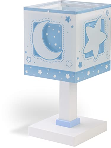 Dalber Kinder Tischlampe Nachttischlampe kinderzimmer Sterne und Mond Moonlight blau, 63231T, E14 von Dalber