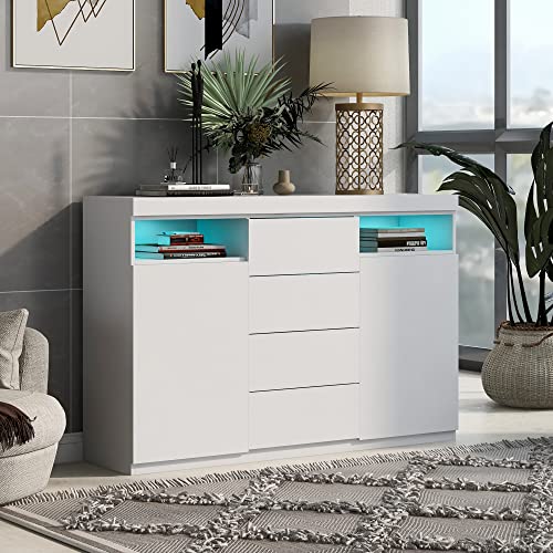 Dalred Moderne LED-Kommode, Sideboard, Highboard, Mehrzweckschrank, Aufbewahrungsschrank mit viel Stauraum für Ihren Wohnbereich Esszimmer, 139x36.5x92cm von Dalred