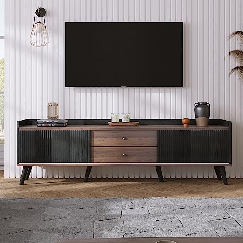 Dalred TV-Schrank mit Zwei Schubladen, Fernsehtisch TV Board, TV- Lowboard niedrige Platte mit Zwei Schiebetüren, Exquisite Textur, H58/L160/T40 cm (schwarz) von Dalred