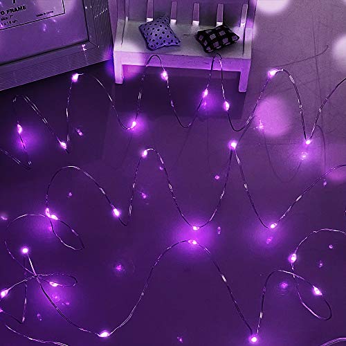 Dalugo Lila Lichterkette Batterie, 5m 50 LED Lichterkette Klein für Weihnachten, Schlafzimmer, Party, Hochzeit von Dalugo