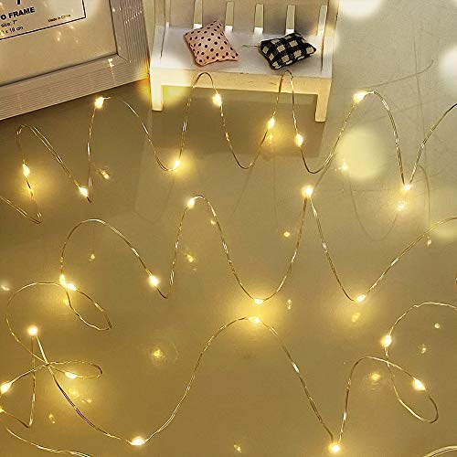 Dalugo Lichterkette Batterie, 5m 50 LED Warmweiß außen Lichterketten für Weihnachten, Schlafzimmer, Party, Hochzeit von Dalugo