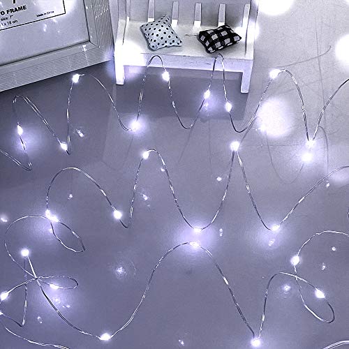 Dalugo Weiße Lichterkette Batterie, 5m 50 LED Lichterkette Klein für Weihnachten, Schlafzimmer, Party, Hochzeit von Dalugo