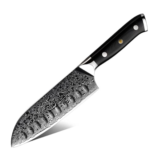 Damaso Santoku Messer (12,7cm), Black Pearl Kochmesser aus 67 Lagen Damastmesser, Japanisches Messer, Damast Küchenmesser von Damaso
