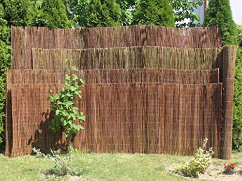 Weidenmatte Sichtschutz 150 cm Hore – für Garten, Balkon und Terrasse – Schutz vor Wind und Laub – aus unbehandeitem Weidenholz mit Stahldraht – Farbe: von Natur aus Braun, Länge 300 cm von Damian-Wiklina