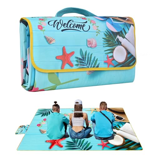 Picknickdecke, Faltbare wasserdichte Sandmatte, 150 x 200CM Extra große Picknickdecke, Outdoor Matte Stranddecke für Camping Wandern Reisen Familie Konzerte von DanCoom