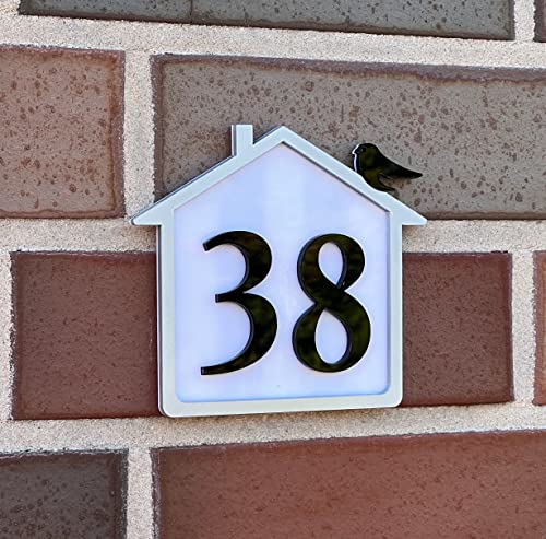DanDiBo Hausnummer Schild Hausnummernschild Aufkleber Zimmernummer für Haus Hotel Tür Türnummer selbstklebend UV beständig (M - Max. 3 Ziffern/Buchstaben) von DanDiBo