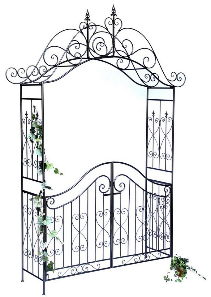 DanDiBo Rosenbogen Rosenbogen mit Tor Pforte 131872 aus Metall Gartentor 282x160 cm Kletterhilfe Pergola Spalier Rosenhilfe Rankgerüst von DanDiBo