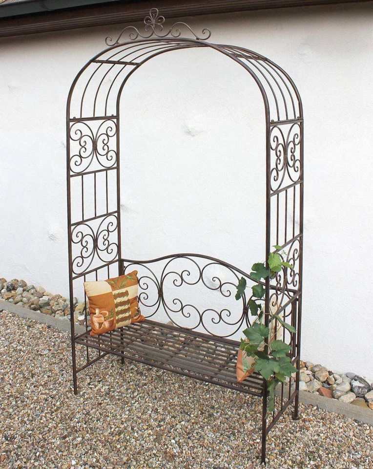 DanDiBo Rosenbogen mit Sitzbank Metall Stabil 120 cm Breit 120852 Rankgitter Bank, Spalier Pergola von DanDiBo