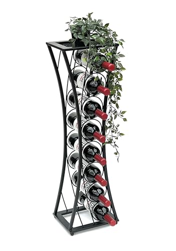 DanDiBo Weinregal Metall Schwarz Stehend Mika 80 cm 96536 Flaschenregal Flaschenständer Flaschenhalter Schmal Modern von DanDiBo