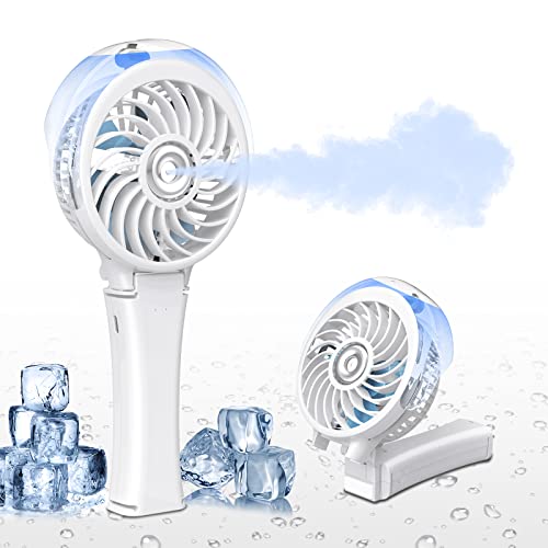 Dancial USB Misting Fan, 3 Geschwindigkeiten Handheld Fan faltbar mit 40ml Wassertank 3000mAh Akku Fan, Mini Fan USB Fan für Schlafzimmer Makeup Reisen Essential Desktop Kinder Büro Schlafsaal von Dancial