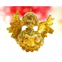 Vintag Goldfolien Harz Engel Ornament - Singen Urlaub, Weihnachten, Xmas Musikanten Sku 15-E1-00033247 von DansandAdiHomeDecor