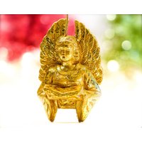 Vintag Goldfolien Harz Engel Ornament - Singen Urlaub, Weihnachten, Xmas Musikanten Sku 15-E1-00033253 von DansandAdiHomeDecor