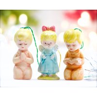 Vintage 3 Stück - Porzellan Ornamente Kinder Betende Und Bewachende Engel Sku 15-A2-00033060 von DansandAdiHomeDecor