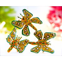 Vintage 3stk - Handgefertigte Libellenornamente Aus Zinnmetall Handbemalt Urlaub, Weihnachten, Xmas Sku Wanne-392-00033160 von DansandAdiHomeDecor