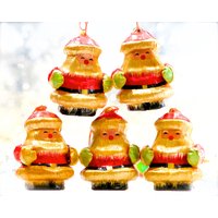 Vintage 4Tlg - Alte Gepresste Lackierte Bambus-Weihnachtsverzierungen Holzweihnachtsverzierung Weihnachtsmann Sku Wanne-393-00033720 von DansandAdiHomeDecor