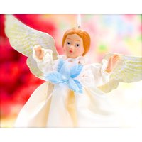 Vintage 7.5" Porzellan Engel, Puppenornament - Engel Sku Wanne-400-00032964 von DansandAdiHomeDecor