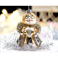 Vintage Engel Glasanhänger - Engelsingen Urlaub, Weihnachten, Xmas Merkur Ornament Sku 30-405-00033457 von DansandAdiHomeDecor
