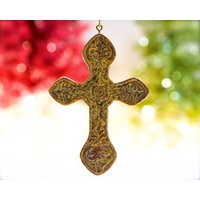 Vintage Goldfolien Harz Kreuz Ornament - Geschenk Akzent Urlaub, Weihnachten Sku 15-C1-00033223 von DansandAdiHomeDecor
