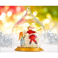 Vintage Spungglas Weihnachtsmann Mit Mädchen in Der Klaren Glaskugel - Gesponnenes Glas Ornamente Klare Sku 30-401-00033635 von DansandAdiHomeDecor