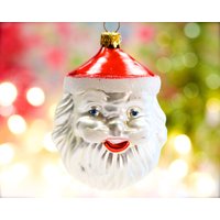 Vintage West Germany Nikolaus Glas Ornament - Urlaub, Weihnachten, Xmas Merkur Made in Sku 30-402-00033523 von DansandAdiHomeDecor