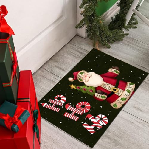 Danwinty Fußmatte Weihnachten für Außen und Innen,rutschfest Weihnachtsteppich Waschbar Eingangstürmatte Fussmatte für Eingang, Haustür & Flur Winter Weihnachtsdeko Schwarz (40 x 60 cm, Style3) von Danwinty