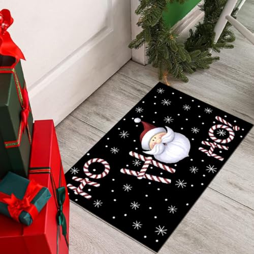 Danwinty Fußmatte Weihnachten für Außen und Innen,rutschfest Weihnachtsteppich Waschbar Eingangstürmatte Fussmatte für Eingang, Haustür & Flur Winter Weihnachtsdeko Schwarz (50 x 80 cm, Style5) von Danwinty