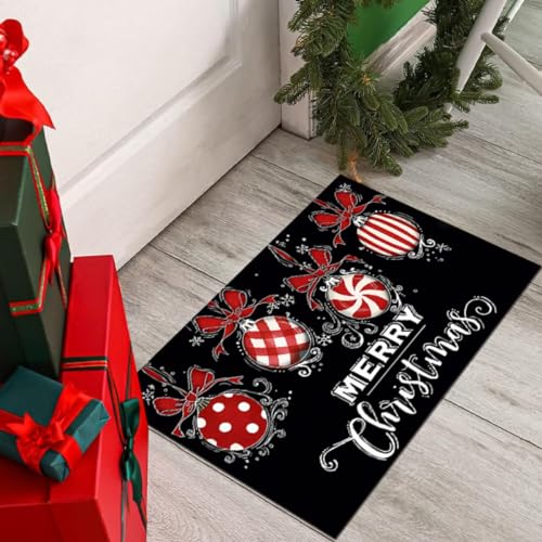 Danwinty Fußmatte Weihnachten für Außen und Innen,rutschfest Weihnachtsteppich Waschbar Eingangstürmatte Fussmatte für Eingang, Haustür & Flur Winter Weihnachtsdeko Schwarz (60 x 90 cm, Style6) von Danwinty