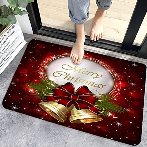 Danwinty Fußmatte Weihnachten für Haustür Außen und Innen Weich Weihnachtsteppich mit Weihnachtsmuster Rutschfester Lang Teppich Waschbar Eingangsteppich Winter Weihnachtsdeko (Style1, 60x90cm) von Danwinty