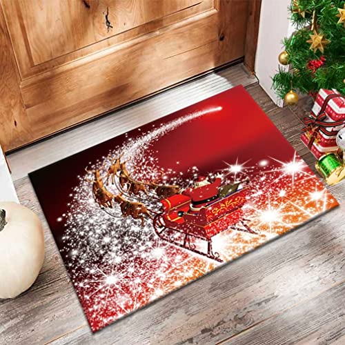 Danwinty Fußmatte Weihnachten für Haustür Außen und Innen Weich Weihnachtsteppich mit Weihnachtsmuster Rutschfester Lang Teppich Waschbar Eingangsteppich Winter Weihnachtsdeko (Style7, 50x80cm) von Danwinty