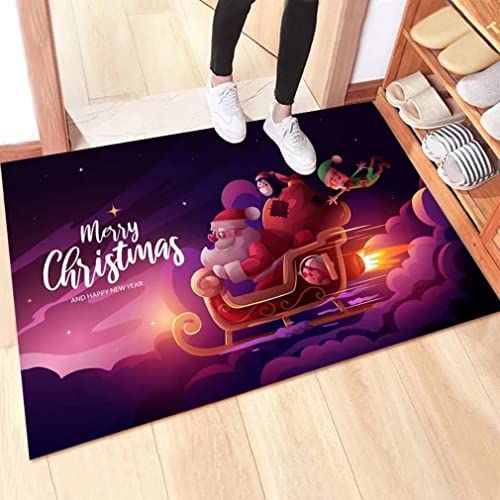 Danwinty Fußmatte Weihnachten für Haustür Außen und Innen Weich Weihnachtsteppich mit Weihnachtsmuster Rutschfester Lang Teppich Waschbar Eingangsteppich Winter Weihnachtsdeko (Style8, 50x80cm) von Danwinty
