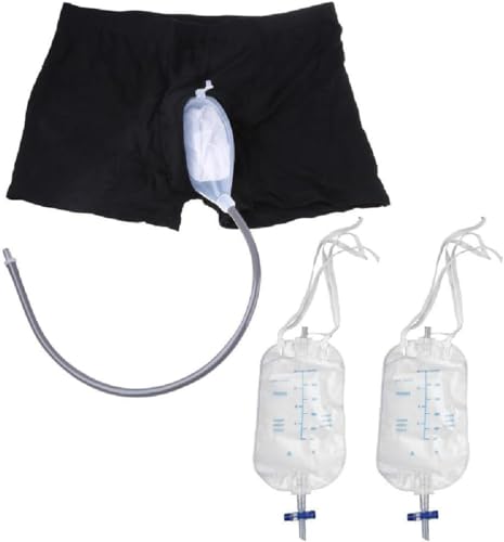 Pee Bag, Wiederverwendbare Inkontinenzhose Auslaufsicherer Beinpinkelhalter Aus Silikon Urinsystem Ideal Für Männer Mit 500ml Urinsammler Und Katheter Urinalsystem (Size : Medium (69-92cm)) von DaoGeSir