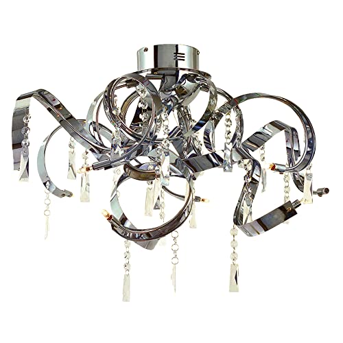 Sonderangebot Kristall-Decken-Leuchte-Lampe MAXIME- 9 flammig Metall chrom mit Kritall-Behängen D: 64cm H:46 cm. Fassung G4 von Dapo