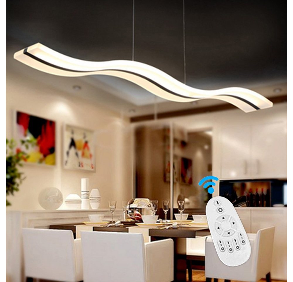 Daskoo Deckenleuchten LED Pendelleuchte Esstisch Modern wellig Hängelampe mit Fernbedienung, LED fest integriert, Warmweiß, Kaltweiß, Neutral, für Esszimmer Hängelampe Deckenlampe, dimmbar von Daskoo