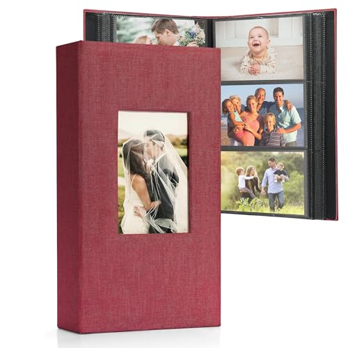 DazSpirit Großes Fotoalbum Einsteckalbum für 408 Fotos (10x15 cm) - Leinenbindung, Personalisierbar, Ideal für Familie, Hochzeiten, Reisen & Baby-Erinnerungen, Fotobuch zum Einstecken, Schwarz von DazSpirit