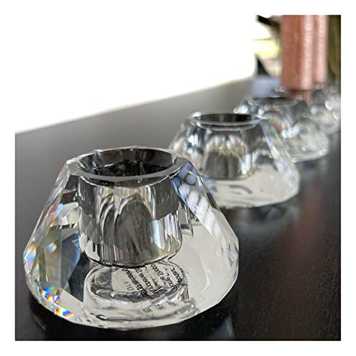 (Diamant) Elegante Kerzenständer aus Kristallglas im 5er Set für Stabkerzen, Diamanten-Form mit Gold/Silber Verspiegelung. Design Kerzenhalter für EIN edles Ambiente! von DbKW