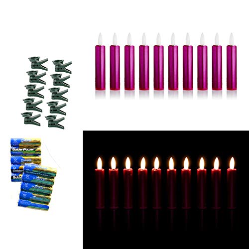 (EF Lila, 10er Set ohne Fernbedienung) Kabellose LED Baumkerzen, Fernbedienung, erweiterbar, Timer, Flacker/Standlicht, Dimmer. Weihnachtsbaumkerzen Weihnachtskerzen Christbaumkerzen von DbKW