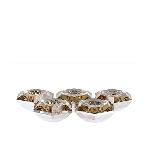(Gold) Elegante Kerzenständer aus Kristallglas im 5er Set für Stabkerzen, Diamanten-Form mit Gold/Silber Verspiegelung. Design Kerzenhalter für EIN edles Ambiente! von DbKW